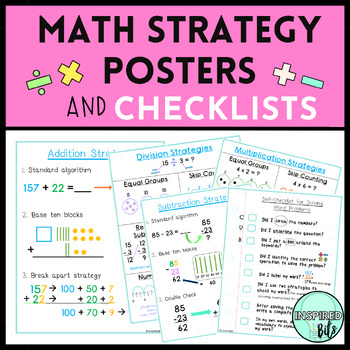 Preview of Mini-Anchor Math Strategy Charts and Checklists | Add Subtract Multiply Divide