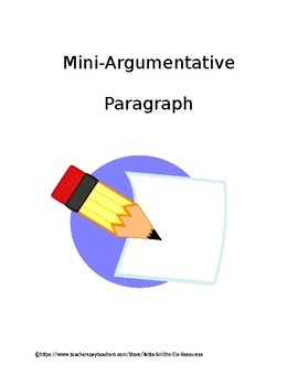 Preview of Mini-Argumentative Paragraph (Argumentative Pre-test)