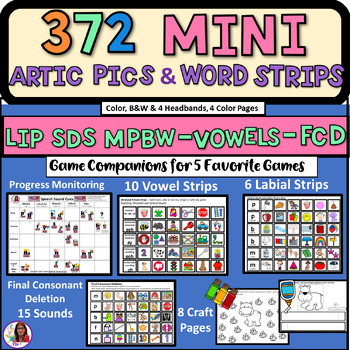 Preview of 372 Speech Sound Mini Artic Pics Game Companions & Crafts