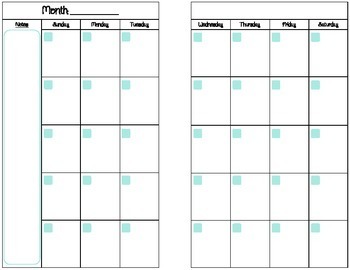 mini binder calendar pages