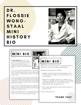 Mini Bio: Dr. Flossie Wong-Staal! by MrsMoore does | TPT