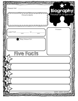 Preview of Mini Biography Organizer & Writing Paper