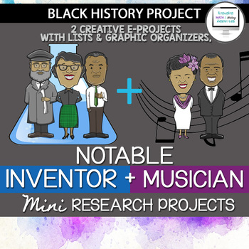 Preview of Mini Black History Research Project Pair Pack: Notable Musicians and Scientists