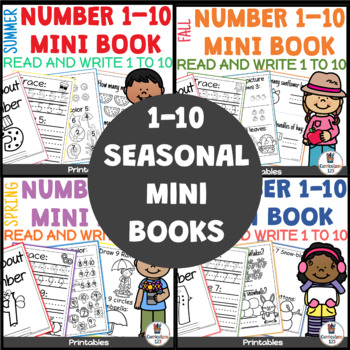Preview of Mini Book Trace and Write Numbers 1-10 Fall Winter Spring Summer