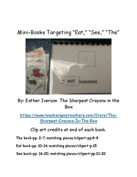 Preview of Mini Books Targeting Eat, See, The