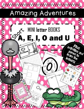 Preview of Mini Books with Beginning Short Sound A, E, I, O, U, games, writing, activities