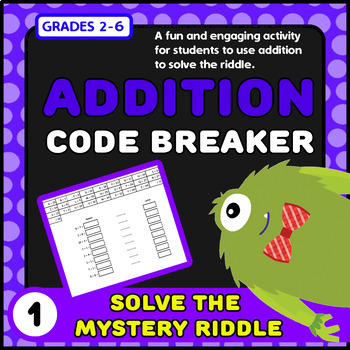 Preview of Mini Breakout Challenge: Crack The Mystery Riddle! Addition Escape Room Activity
