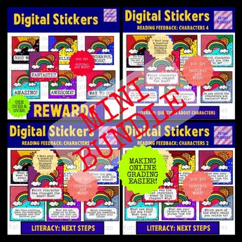 Preview of Mini Bundle - Digital Stickers - Easy Grading - Characters, Author & Story