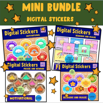 Preview of Mini Bundle Digital Stickers - Stars, Cupcakes, Rainbows - SeeSaw Google