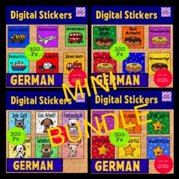Preview of Mini Bundle Distance Learning German Digital Stickers for Seesaw or Google Apps