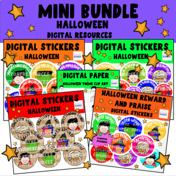 Preview of Mini Bundle Halloween Digital Stickers For Seesaw or Google Classroom