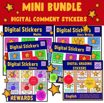 Preview of Mini Bundle - Math, English and Science Digital Stickers - Distance Learning