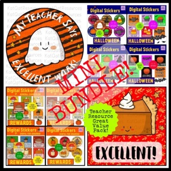 Preview of Mini Bundle October Digital Stickers - Halloween and Fall / Autumn