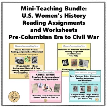 Preview of Mini-Bundle: U.S. Women's History Reading Assignments Pre-Columbian Era to 1865