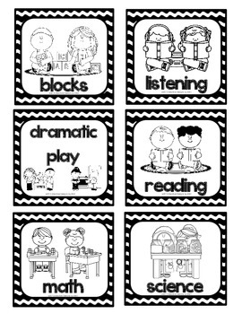 Black And White Abstract Daycare Label Pack