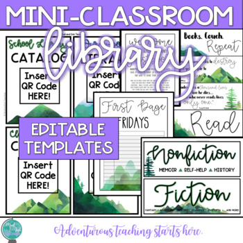 Preview of Mini Classroom Library:  Setup, Templates, and Labels {EDITABLE NATURE THEME}