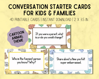 Preview of Mini Conversation Starters For Kids & Families Card Deck, SEL, Discussion Card