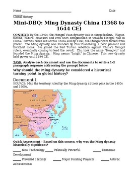 Preview of Mini-DBQ: Ming Dynasty China = Historical Turning Point?