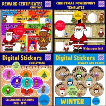 Preview of Mini Digital Teacher Bundle PowerPoint Templates, Certificates, Virtual Stickers