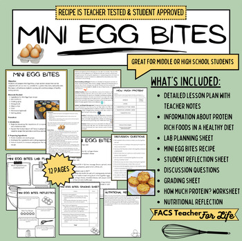 Preview of Mini Egg Bites - FACS, Health, Protein, Cooking, Middle or High School