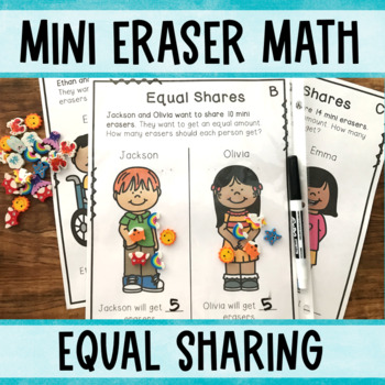 Preview of Mini Eraser Math Activity - Equal Sharing Practice (K-1)