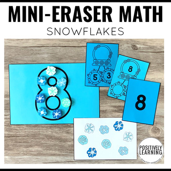 Mini Eraser Math Snowflakes Winter Centers by Positively Learning