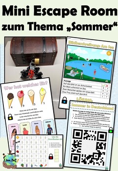 Preview of Mini Escape Room "der Sommer" 4 Rätsel | Deutsch | German | Sommer | Summer