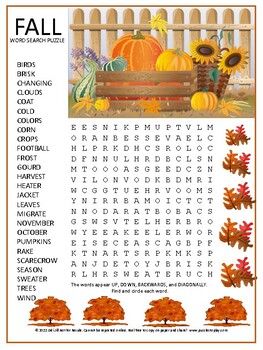 Mini Fall, Autumn and Harvest Word Search Puzzle Book: Activity Sheets