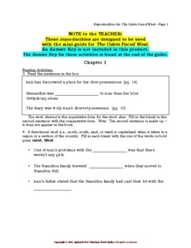 The Cabin Faced West Worksheets Teaching Resources Tpt