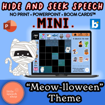 Preview of Mini Hide & Seek Speech - Artic Game - Halloween Boom Card™ & PPT - 15 Phonemes