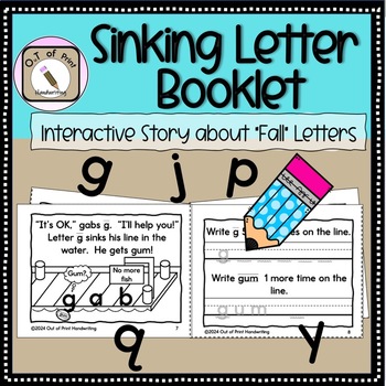 Preview of Interactive Mini-Booklet About Sinking/Fall Letters: Read, Trace, Handwriting