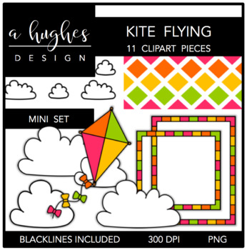 Preview of Mini Kite Clipart Set