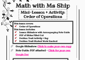 Preview of Mini-Lesson + Activity: Order of Operations