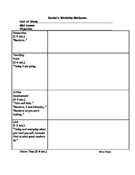 Mini Lesson Lesson Planning Template by Coaching Tools and More