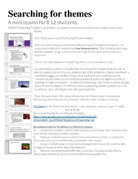 Preview of Mini Lesson for Teaching Students to Discover Theme