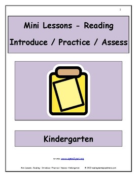 Preview of Mini Lessons - Reading - Introduce/Practice/Assess - Kindergarten