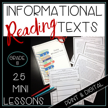 Preview of Reading Information Texts Grade 8 Whole Year Mini Lessons Print and Digital