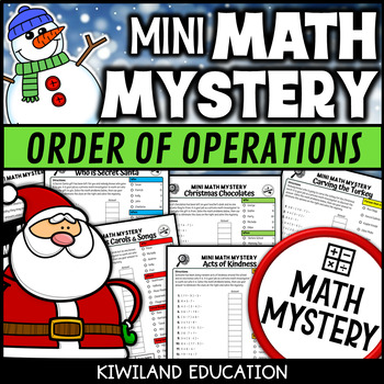 Preview of Christmas Order of Operations Mini Math Mystery Fun Activities and Worksheets