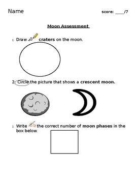 Preview of Mini Moon Assessment