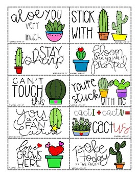 Mini Teacher Motivational Notecards: Cactus by Literacy Tweets | TpT