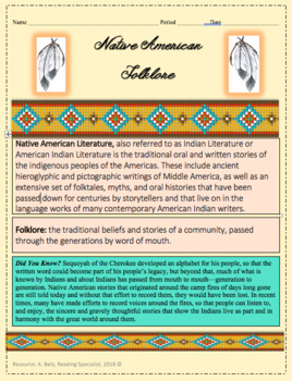 Preview of Mini Native American Folklore Genre Study Bundle