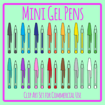 Mini Pens / Gel Pens Rainbow Colored Stationary - Back to School Clip Art