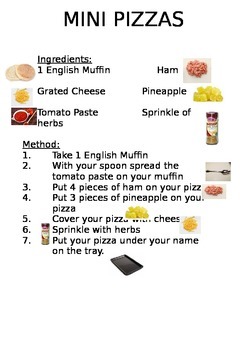 Preview of Mini Pizzas recipe with differentiation activities