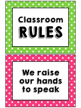 Preview of (Mini Polka-Dot Border) Three-Color Classroom Rules