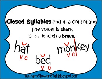 Mini Posters, The Six Syllable Types! Phonics Based Instruction ...