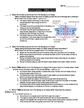 Preview of Mini Q \ DBQ Hurricanes Quiz and Answer Key