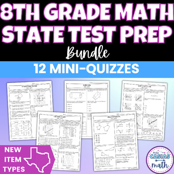 Preview of Mini Quizzes BUNDLE | 8th Grade Math State Test Prep | STAAR New Question Types