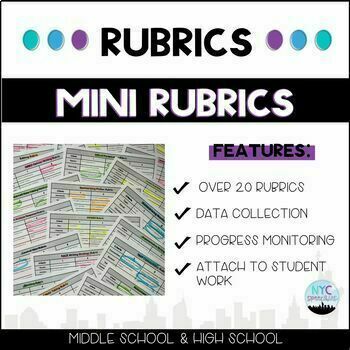 Preview of Mini Rubrics: Writing, Reading, Speaking, Note Taking, Vocab, Thinking