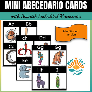 Preview of Mini Spanish Alphabet posters with embedded mnemonics COLOR