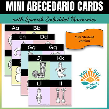 Preview of Mini Spanish Alphabet posters with embedded mnemonics PASTEL